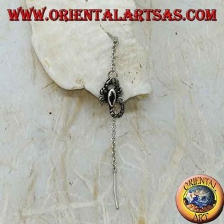 Orecchini in argento a catenina con scorpione onice da 7 cm