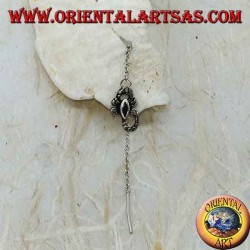 Boucles d'oreilles chaîne en argent avec scorpion en onyx de 7 cm