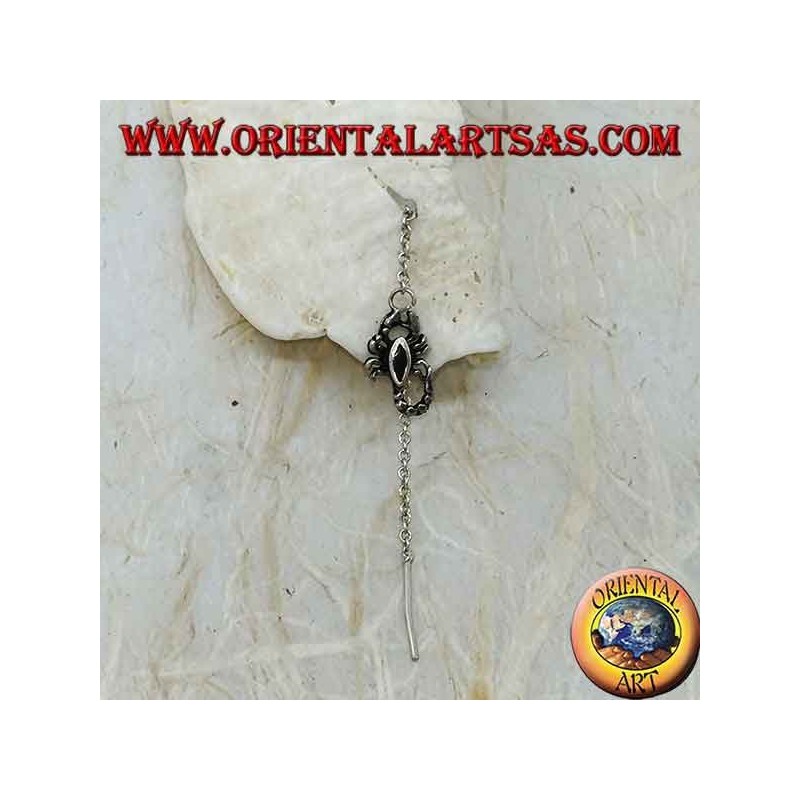 Silberne Kettenohrringe mit 7 cm Onyxskorpion