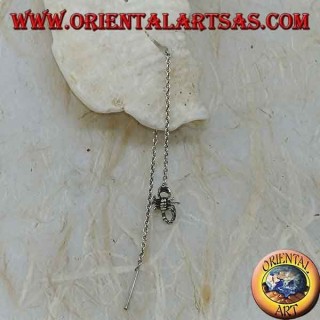 Silver chain earrings with 9 cm scorpion