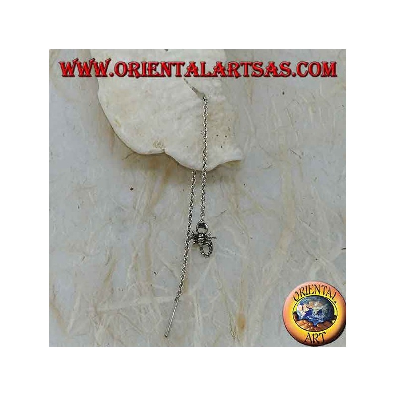 Silver chain earrings with 9 cm scorpion