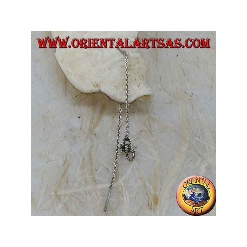 Orecchini in argento a catenina con scorpione da 9 cm