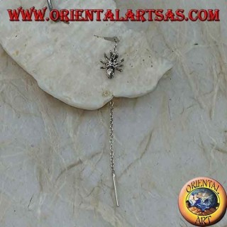 Boucles d'oreilles chaîne en argent avec araignée 10 cm