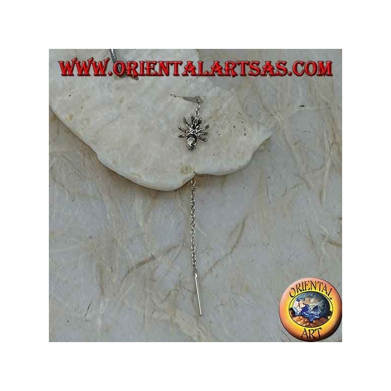 Silver chain earrings with 10 cm spider