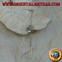 Pendientes de cadena de plata con araña de 10 cm.