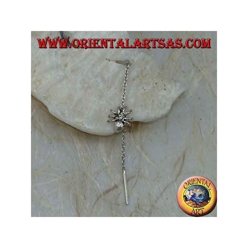 Orecchini in argento a catenina con ragno da 10 cm