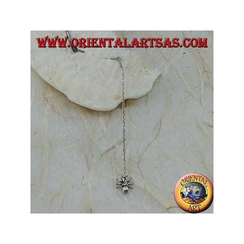 Orecchini in argento a catenina con ragno da 10 cm