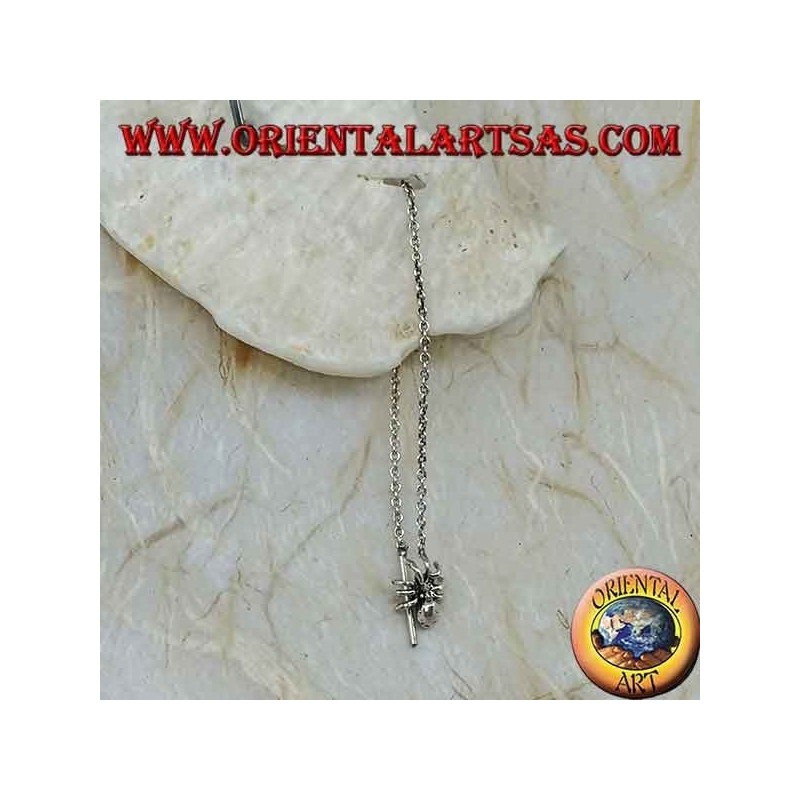 Silver chain earrings with 10 cm spider