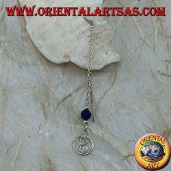 Silver chain earrings with S in the circle (lapis) of 9 cm