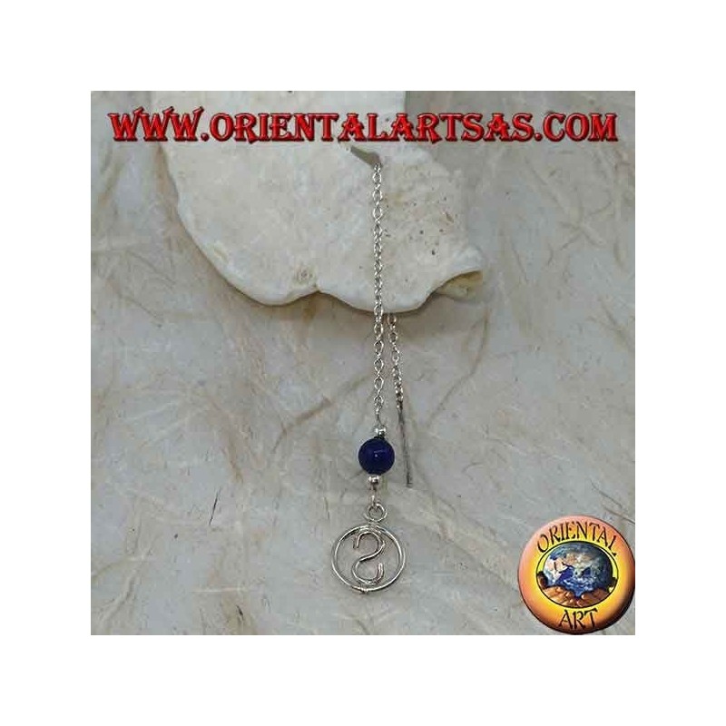 Silberkettenohrringe mit S im Kreis (Lapis) von 9 cm