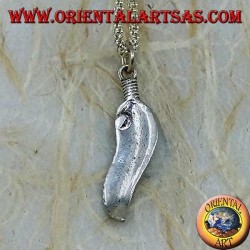 Wavy feather silver pendant with turquoise stone (symbol of purification)