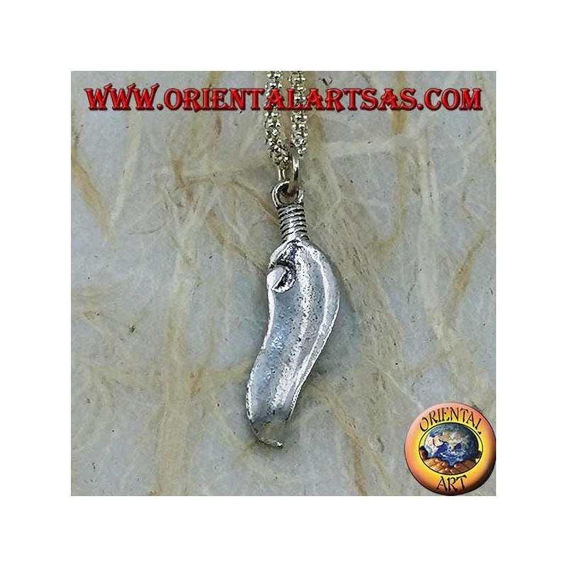 Pendentif en argent plume ondulée avec pierre turquoise (symbole de purification)