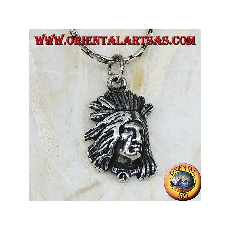 Silver pendant face of a native Indian in relief