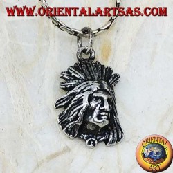 Silver pendant face of a native Indian in relief
