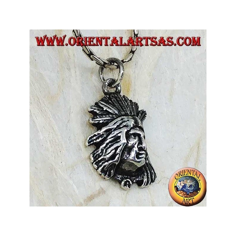 Silver pendant face of a native Indian in relief