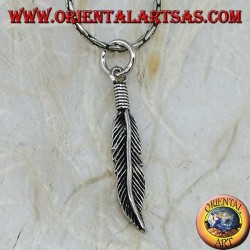 Silver feather pendant with curve at the tip (symbol of purification)