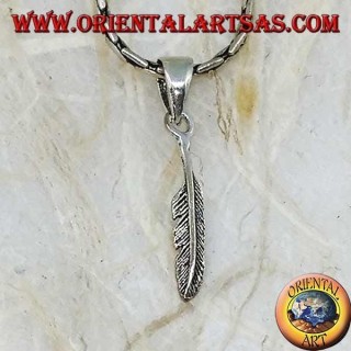 Ciondolo in argento a forma di piuma semplice (simbolo di purificazione)