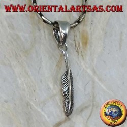 Simple feather-shaped silver pendant (symbol of purification)
