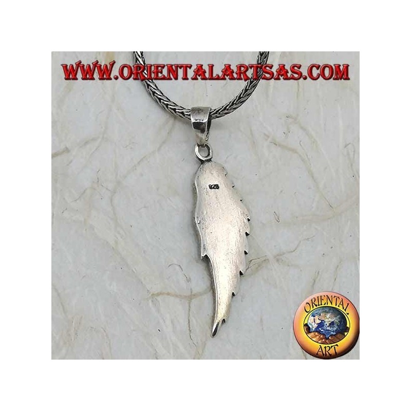 Pendentif en argent en forme d'aile d'ange avec plumes en relief