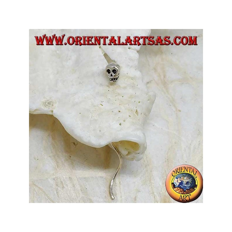 Silberohrringe mit Schädelkette und 3 cm Wellendraht