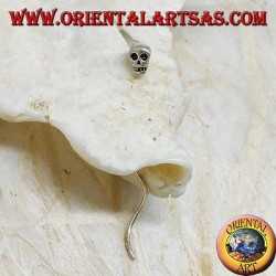 Silberohrringe mit Schädelkette und 3 cm Wellendraht