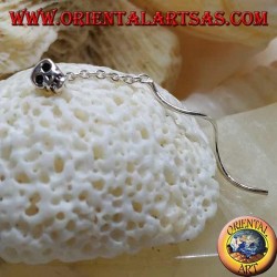 Boucles d'oreilles en argent avec chaîne tête de mort et fil ondulé de 3 cm