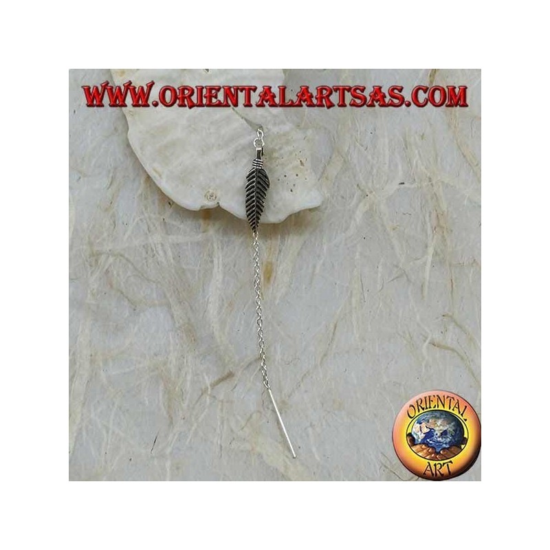 Orecchini in argento a catenina con piuma degli indiani nativi da 8 cm