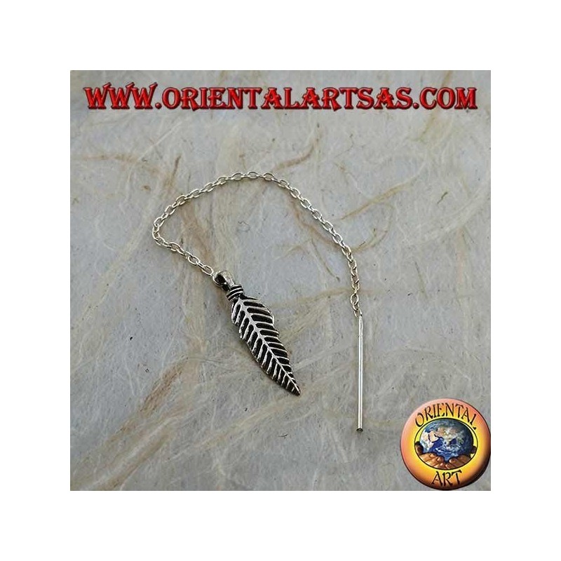Silver chain earrings with 8 cm native Indian feather