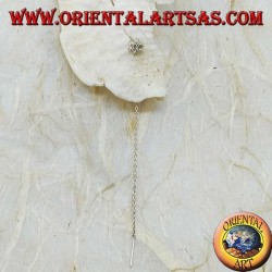Boucles d'oreilles en argent avec chaîne de fleurs à six pétales avec strass blancs de 8 cm