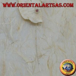 Pendientes en cadena de plata con diamantes de imitación rosados de 8 cm.