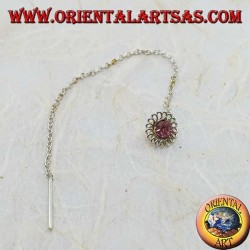 Pendientes en cadena de plata con diamantes de imitación rosados de 8 cm.