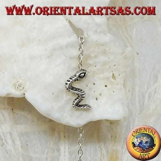 Silver chain earrings with 6 cm snake
