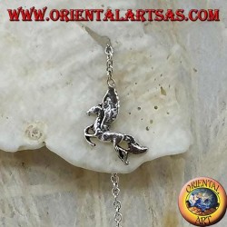 Orecchini in argento a catenina con cavallo alato da 10 cm