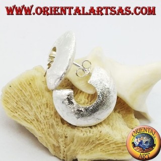 Wide hoop silver earrings with butterfly closure