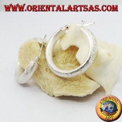 Wide hoop silver earrings with 30 mm lever closure