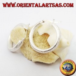 Wide hoop silver earrings with 30 mm lever closure