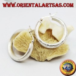 Wide hoop silver earrings with 30 mm lever closure