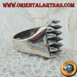 Square silver ring with spikes
