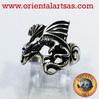 Anneau de dragon avec des ailes (Basilic) Argent
