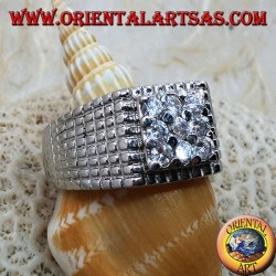 Silver ring with nine white zircons