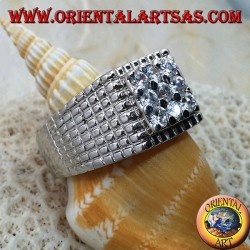 Silver ring with nine white zircons