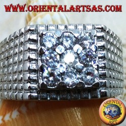 Silver ring with nine white zircons