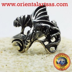 Anneau de dragon avec des ailes (Basilic) Argent
