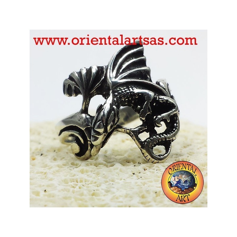 Drachen Ring mit Flügeln (Basilisk) Silber