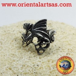Anneau de dragon avec des ailes (Basilic) Argent