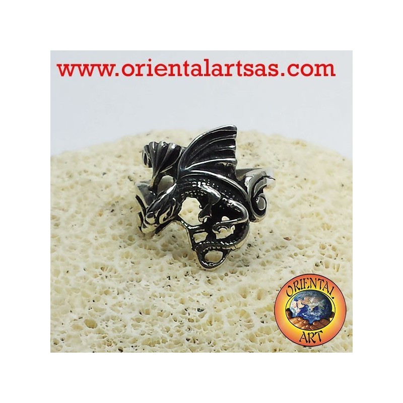 Drachen Ring mit Flügeln (Basilisk) Silber