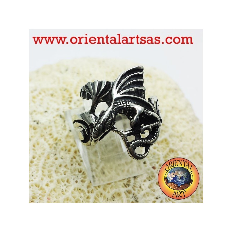 Dragon ring with wings (Basilisk) Silver