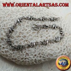 Bracelet en argent avec 13 éléphants d'affilée (moyen)
