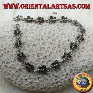 Bracciale in argento morbido con 15 farfalle