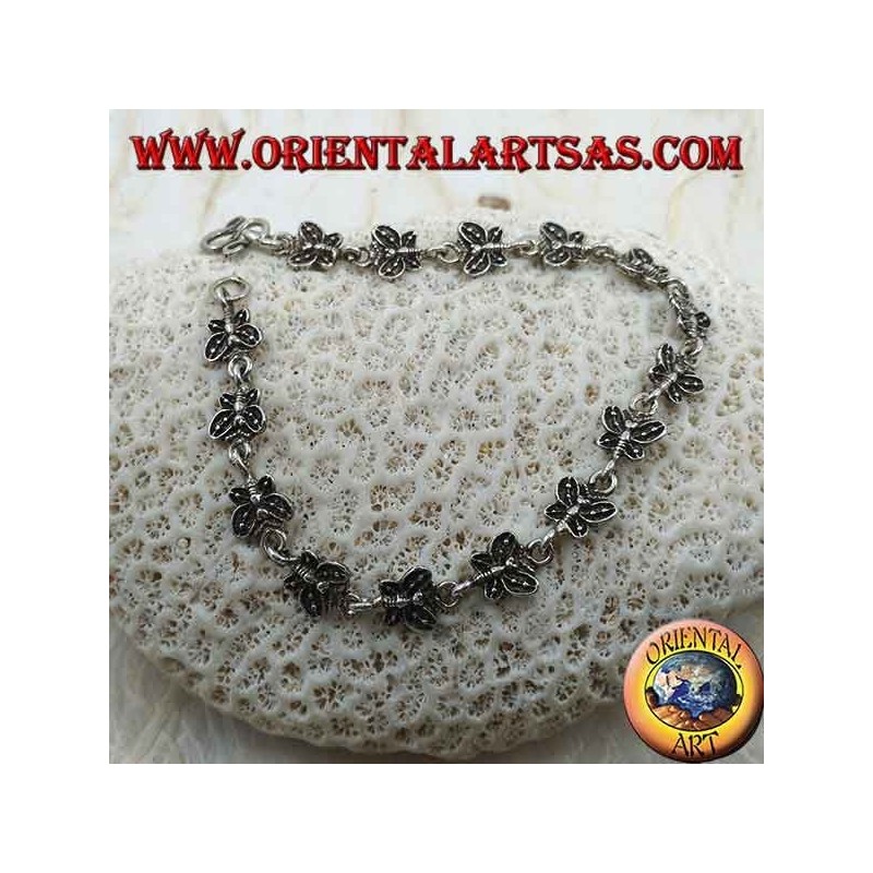 Bracelet en argent doux avec 15 papillons